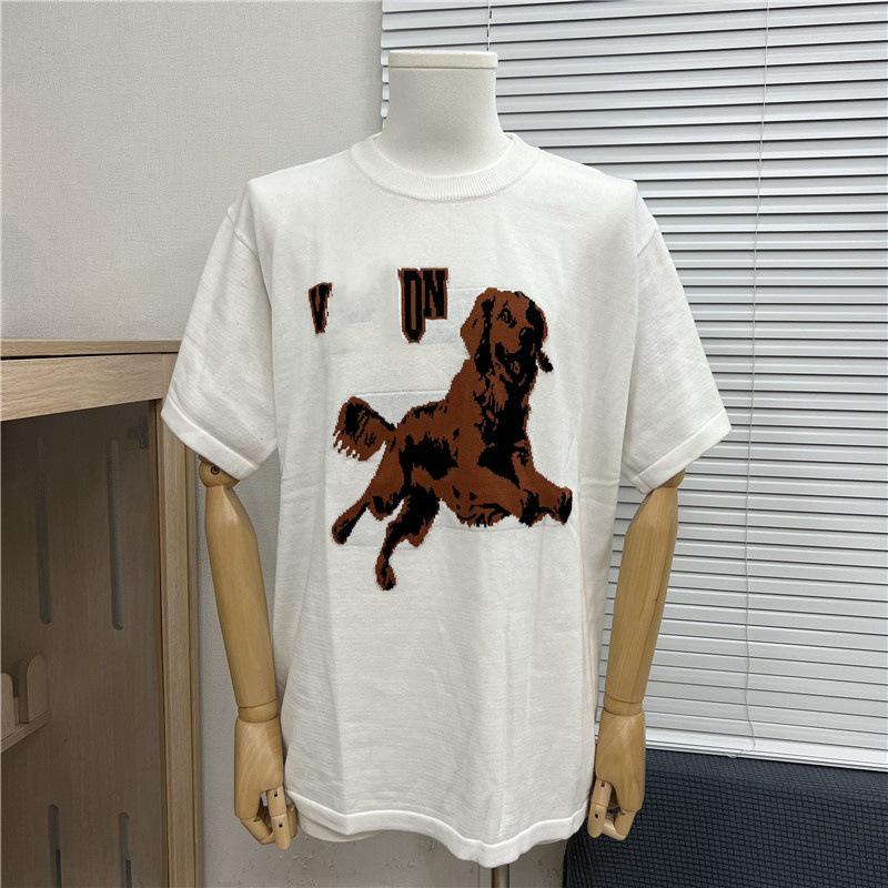 2025 Vår/Sommar Trendig Jacquardetikett Stickad Kortärmad Logotyp T-shirt