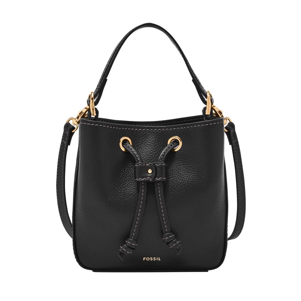 

Женская маленькая кожаная сумка-ведро Fossil Tessa LiteHide, черная