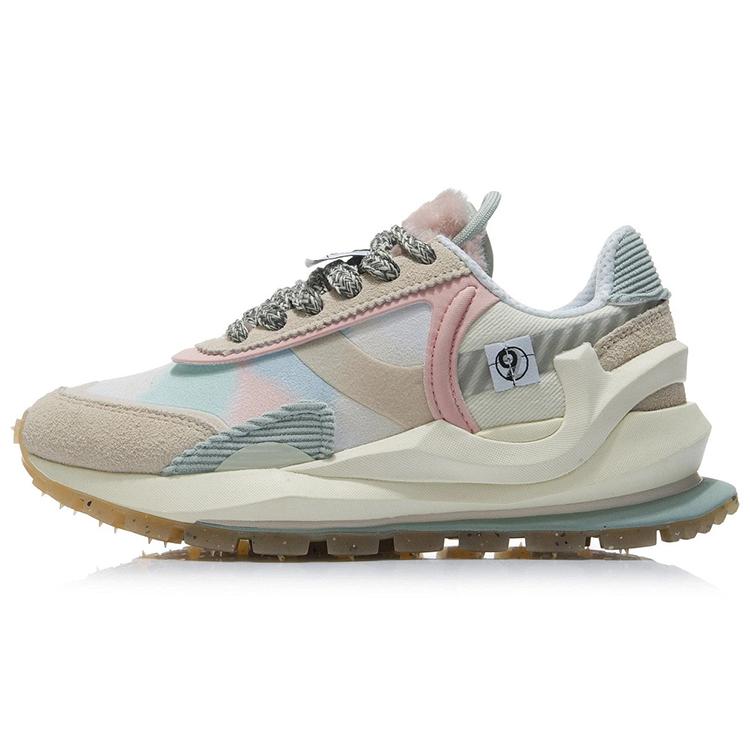 New LiNing Fangyuan Eternal Running Shoes Women's Low Top Vanilla White/Tapioca Apricot/Water Gray Green AGCR058-7