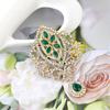 Gold Color Crystal Bride Wedding Jewelry Brown Brooch Flower Type Jewelry