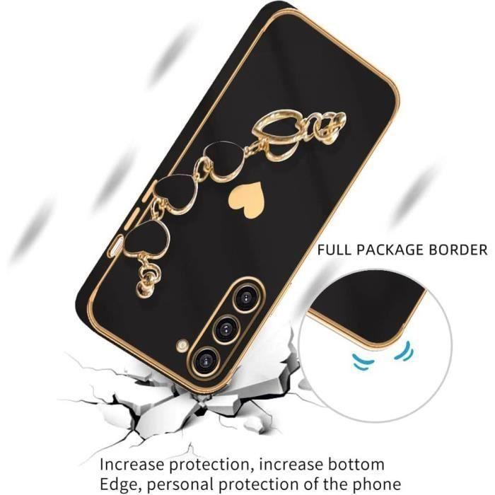 Coque - Booling® - Samsung Galaxy S23 FE - Antichoc - Bracelet Cœur - Motif Amour Plaqué Noir