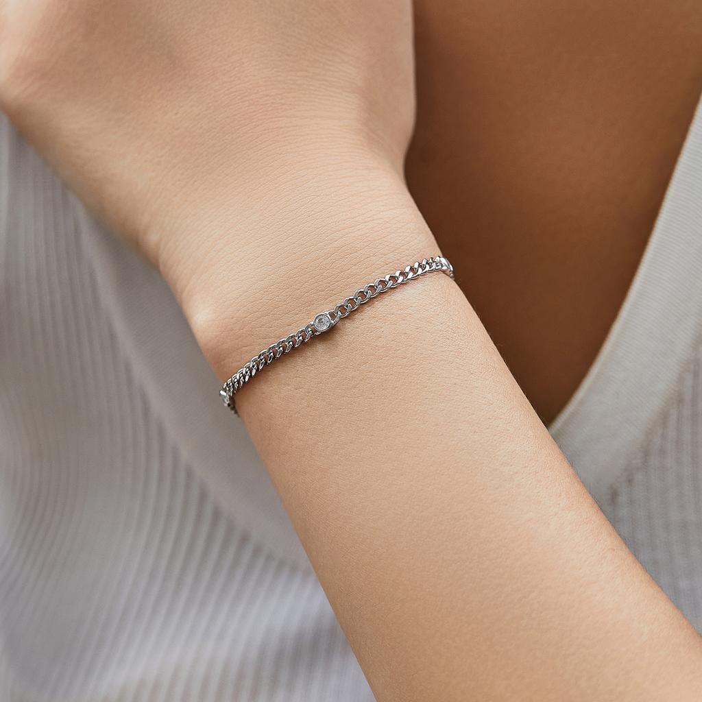 MODIAN White Gold Plated D Round Moissanite Twisted Bracelet 925 Silver VVS1 Dainty Adjustable Jewelry Gifts