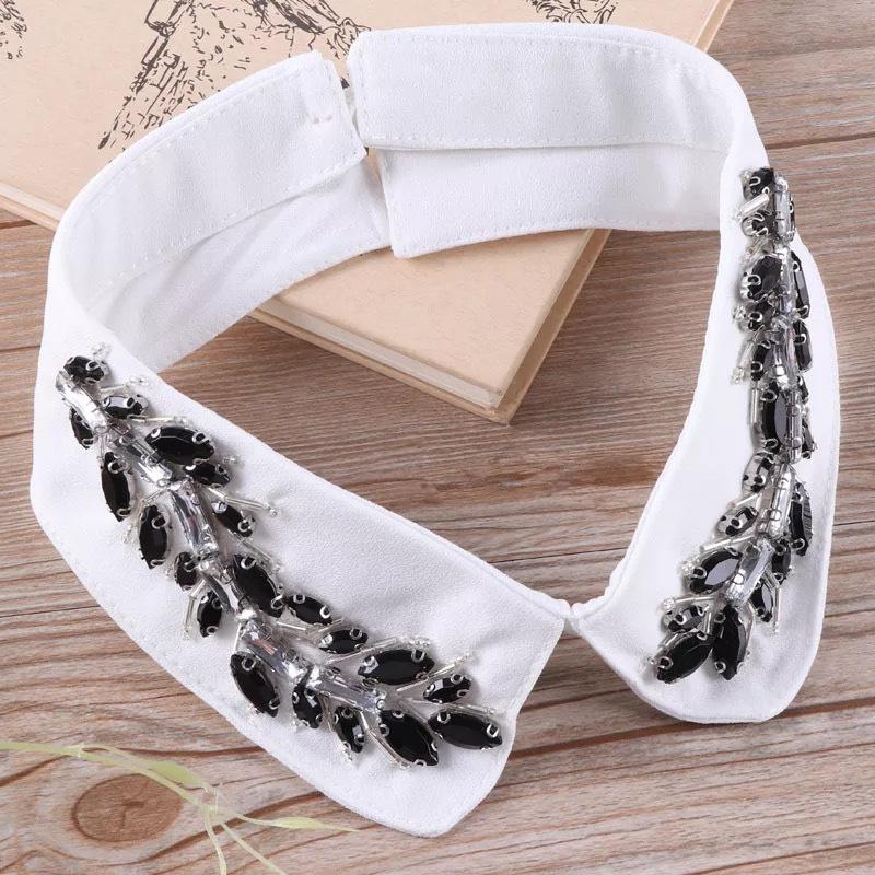 Fashion Women Sequins Detachable Collars Faux White Black False Collars Woman Tie Fashion Removable Diamond Fake Collar Women