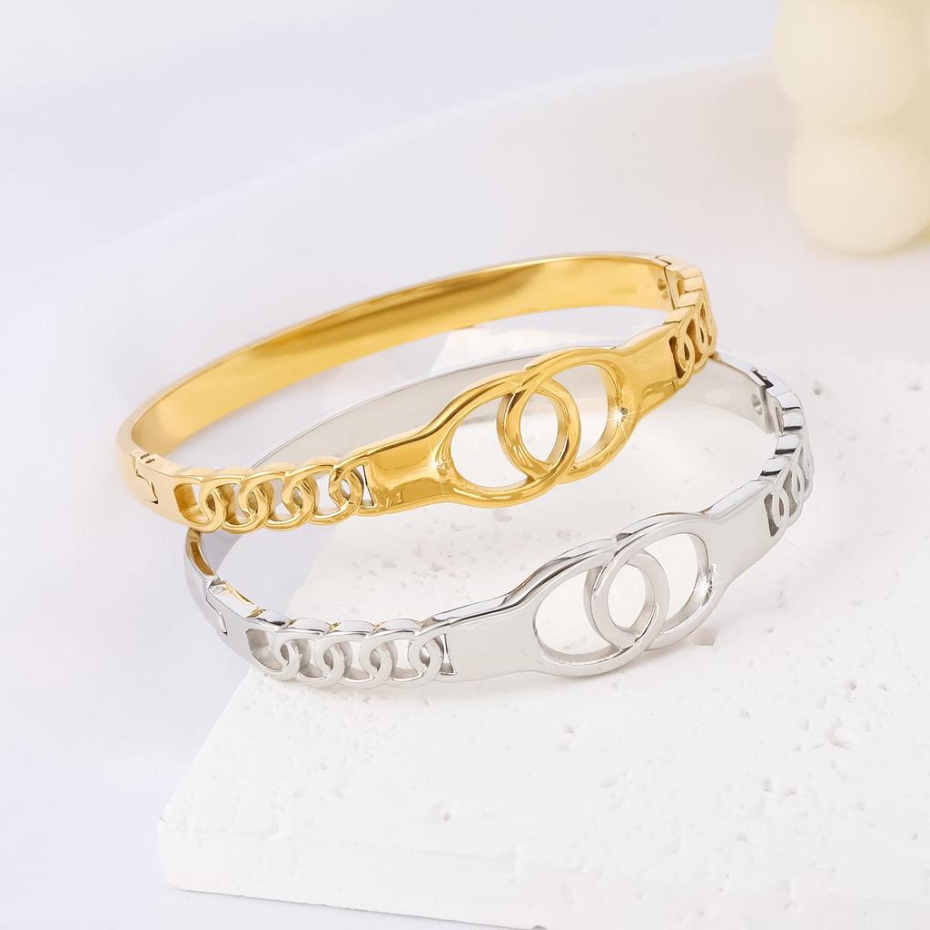 Cross Europe Minimalist Hollow Letter Stainless Steel Bracelet - INS Style