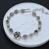 100% Solid 925 Sterling Silver Retro Bracelet for Women Men Vintage Handmade Rose Shape Simple Bracelet Birthday Gift