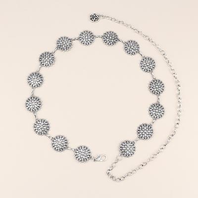Waist Chain Women'S High Sense Women'S Retro Flower Waist Chain With Skirt Metal Chain Belt