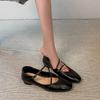 Sheepskin Version~ Minimalist Row Style Round Head Flat Sole Shoes Cross Strap Mary Jane Shoes Temperament Ballet Shoes Women