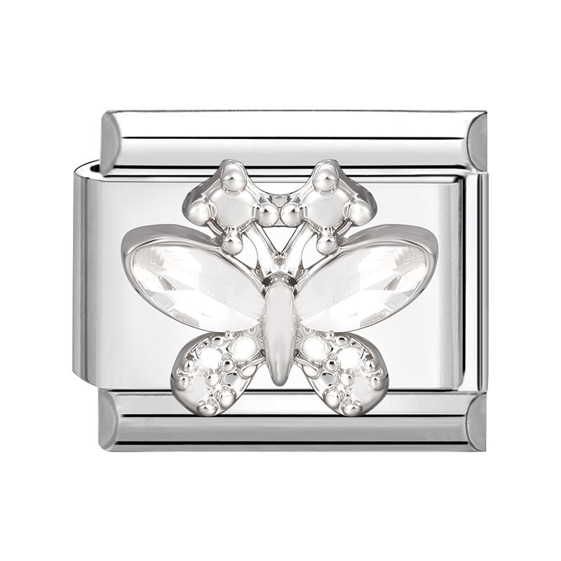 New Shiny Zircon Heart Butterfly Flower Star Bow Italian Charm Links Fit 9MM Stainless Steel Bracelet Girls' DIY Making Gift