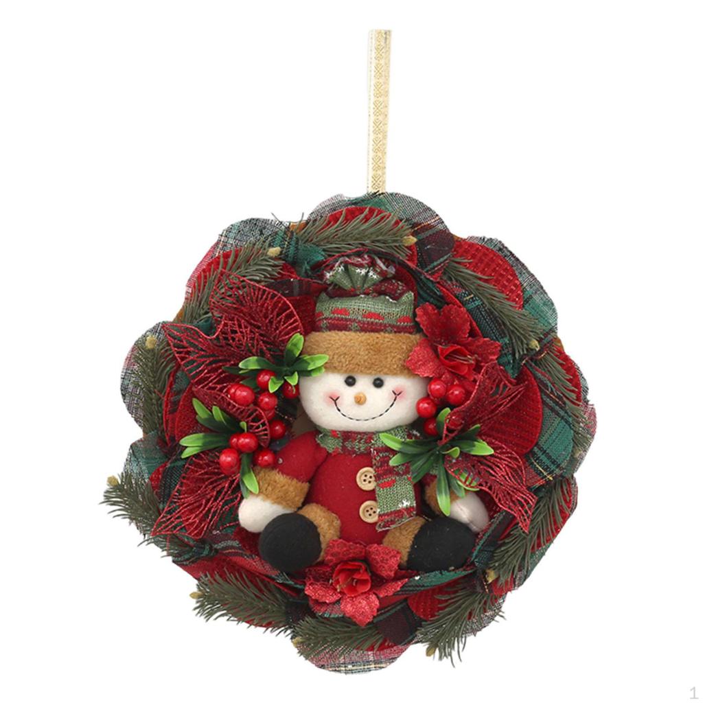 13.7 Inch Christmas Doll Wreath Front Door Wall Decor