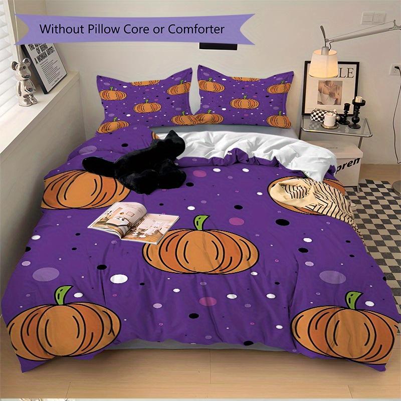 3pcs Pumpkin Pattern Bedding Set, Breathable and Soft, Suitable for All Seasons, Ideal for Home Use, Suitable for Bedroom Decor yy250821197