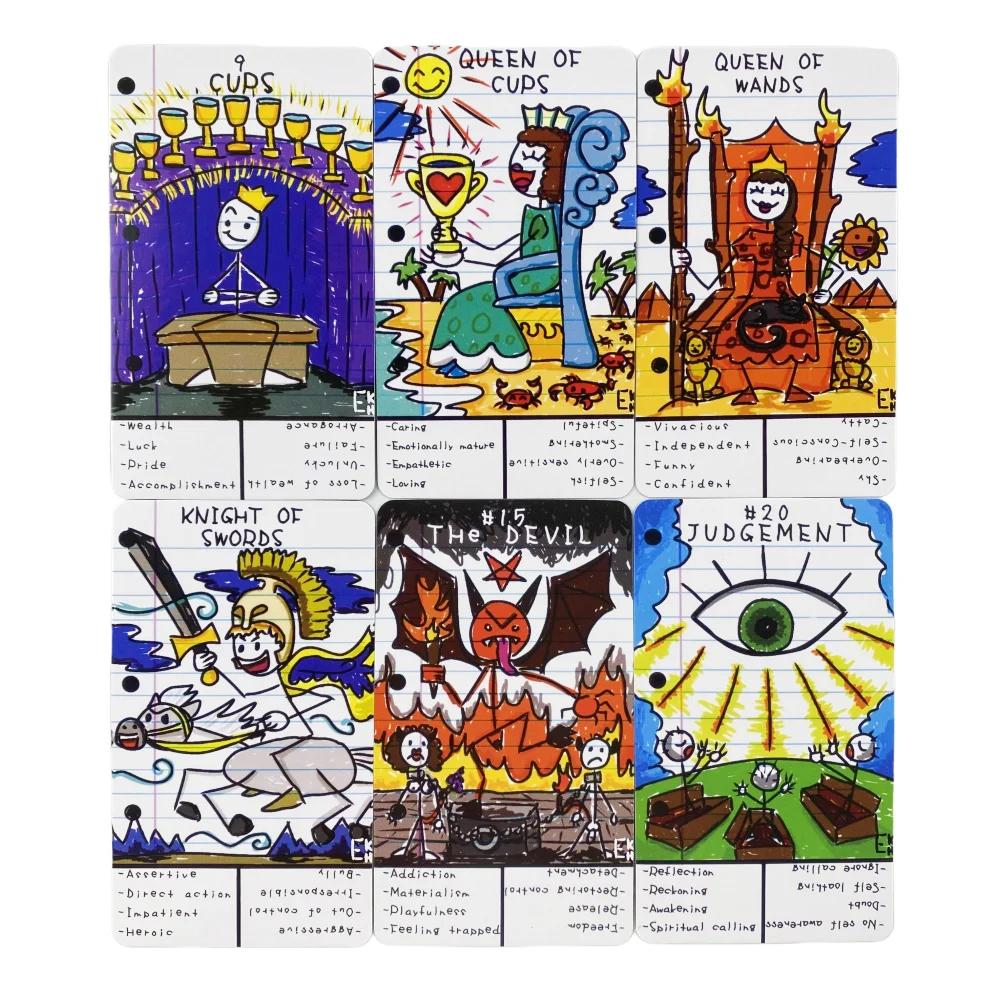 Doodle Tarot Cards A 78 Study Deck for Beginners Deck Oracle English Visions Divination Edition Borad Playing Games