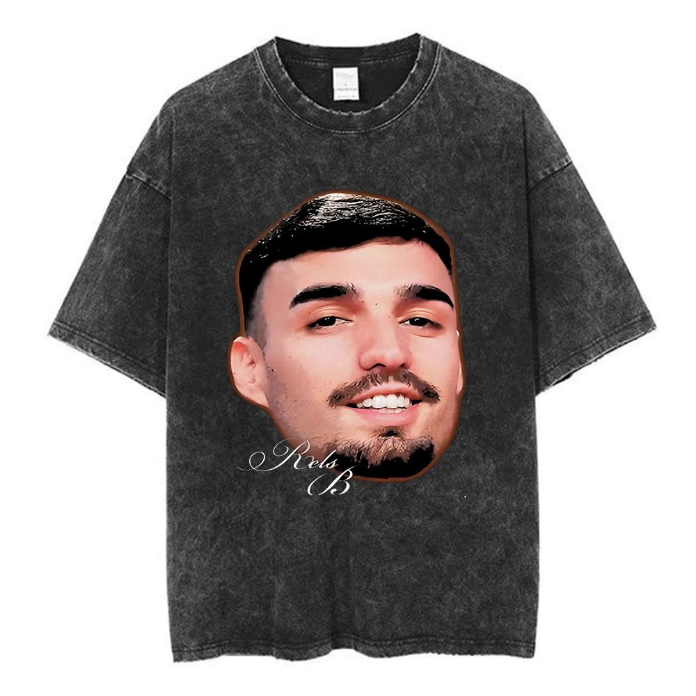Rapper RELS B Skinny Flakk Tour Vintage Gewaschenes T-Shirt Herren Kleidung Hip Hop Übergroßes Kurzarm-T-Shirt Baumwoll-T-Shirts