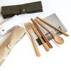 Reusable Bamboo Cutlery Set With Fork Spoon Knife Chopsticks Straw Outdoor Portable Travel Utensils