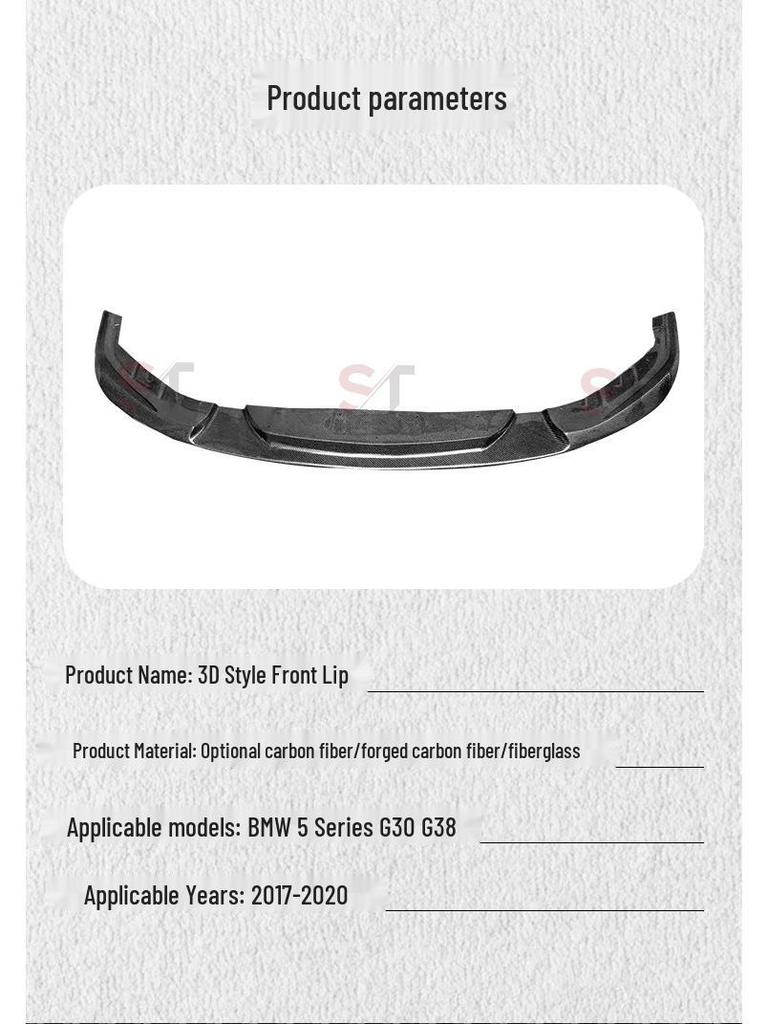 Carbon Fiber 3D Front Bumper Splitter Body Kit for BMW 5 Series G30/G38