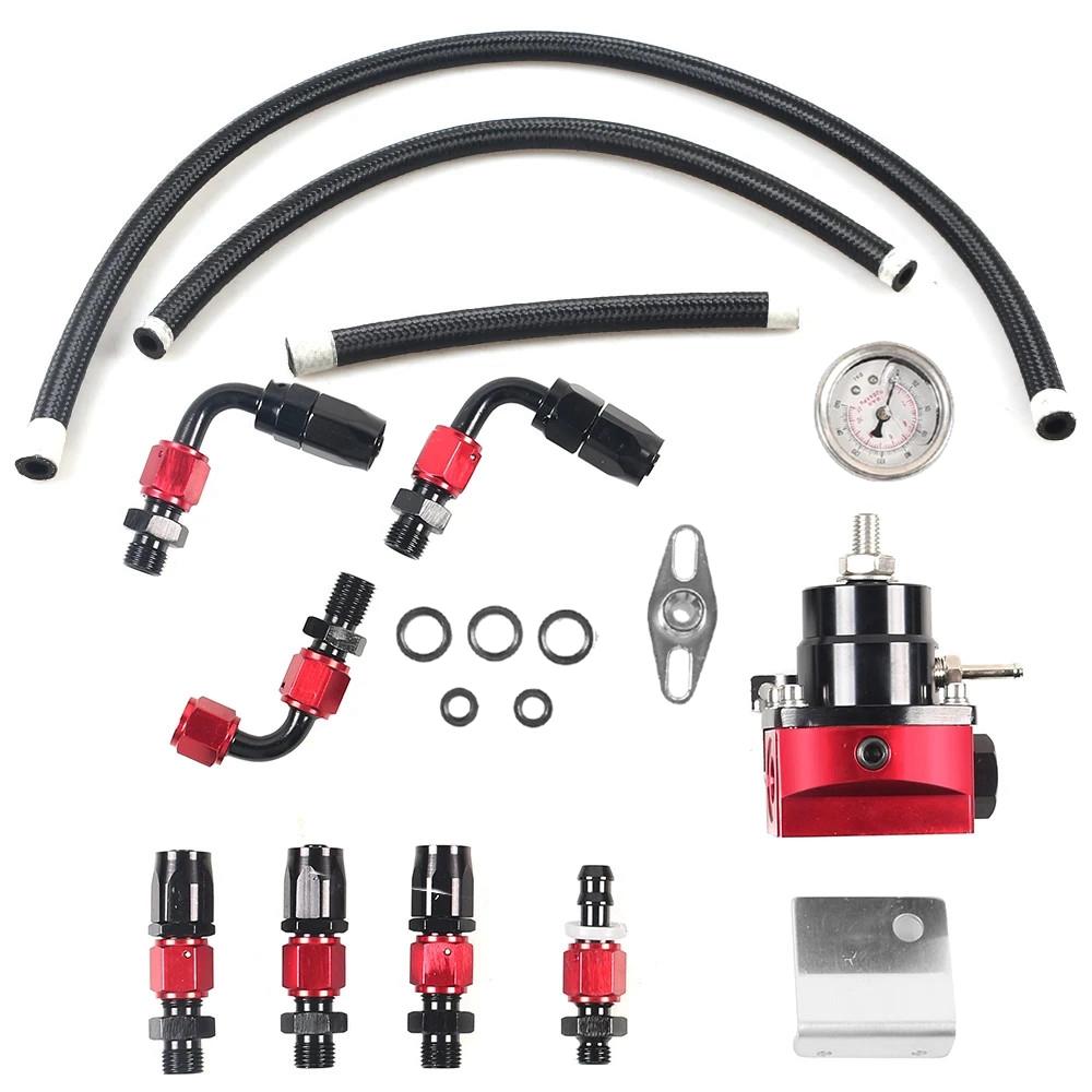 

Adjustable FPR AN6 Fitting EFI Fuel Pressure Regulator For 7MGTE MKIII with Hose Line Fittings Oil 100psi Gauge Universal