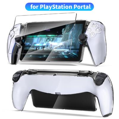 Protective Cover for PlayStation Portal with Tempered Glass Screen Protector Clear Hard PC Case for PS Portal Accessories Kits