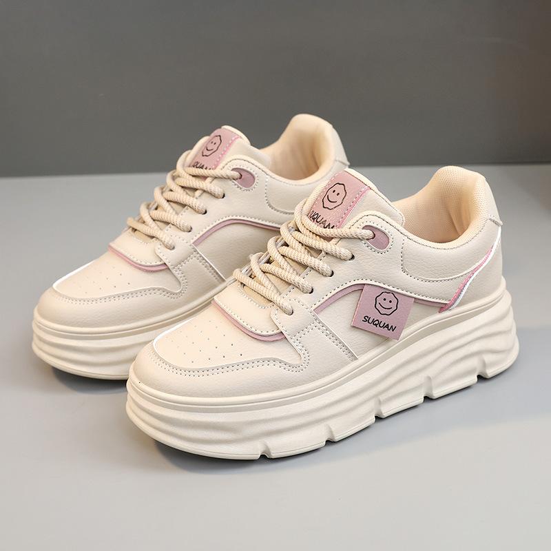 

W new color matching casual board shoes autumn breathable shoes heighten platform students 34 хаки