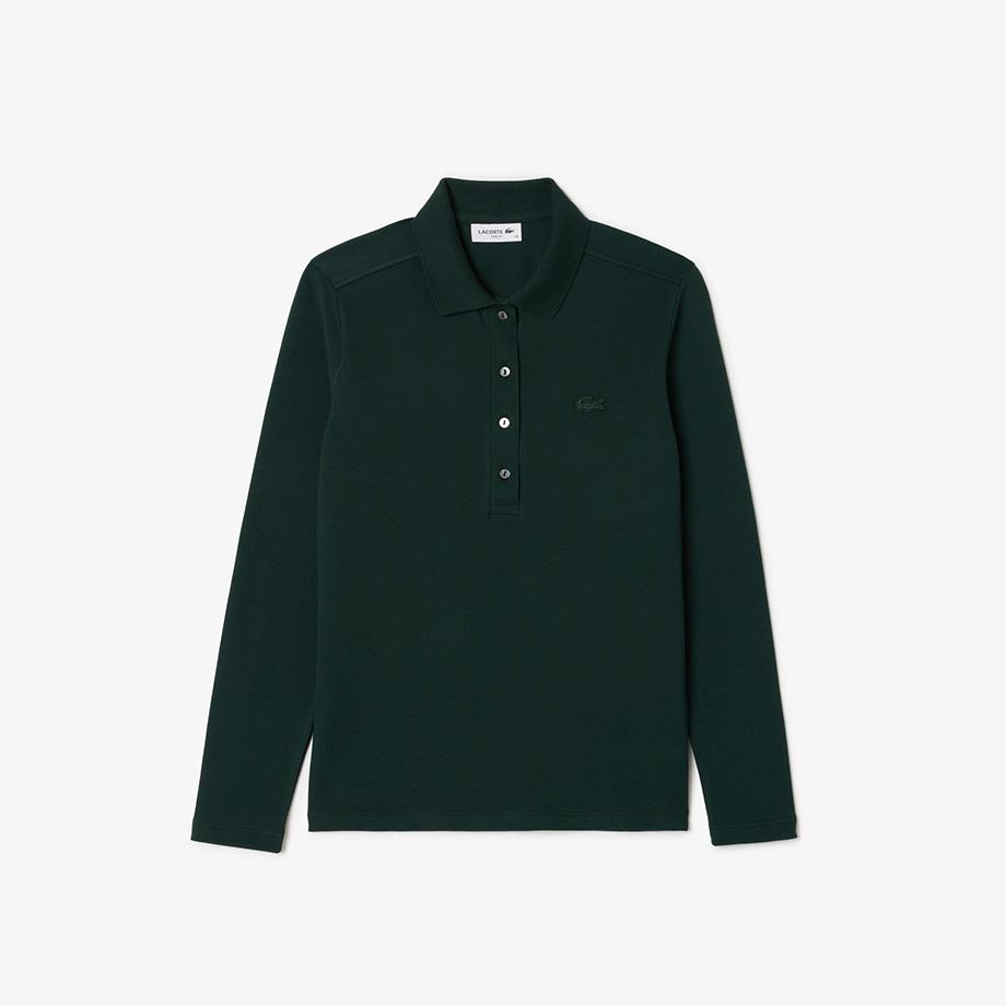 [lacoste] Women's Slim Fit Long-Sleeve Polo Shirt PF5464-54NYZP