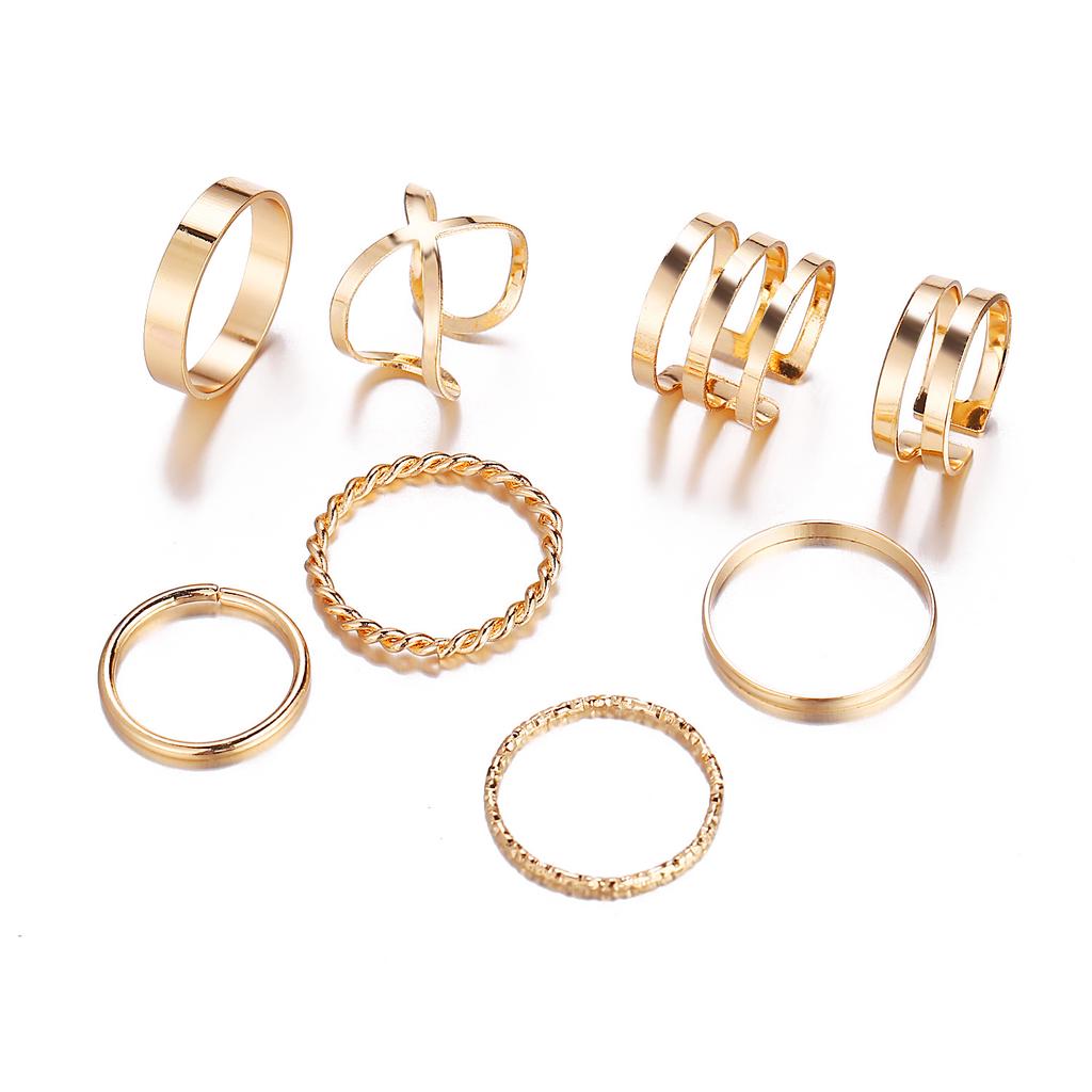 10Pcs Punk Gold Color Chain Rings Set For Women Girls Fashion Irregular Finger Thin Rings Gift  Female Knuckle Jewelry Party