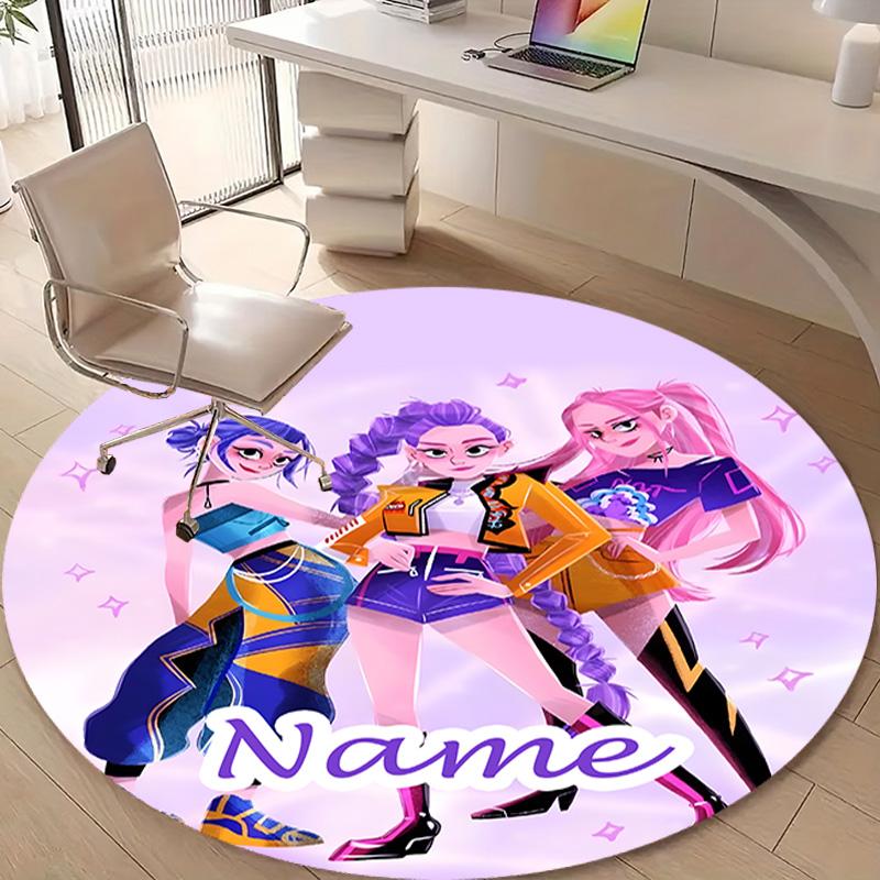 Personalized K-KPop Demon Hunters Round Chair Office Rug - Perfect for Mat, Office Chair & More - Ideal Gift for Birthdays and Holidays