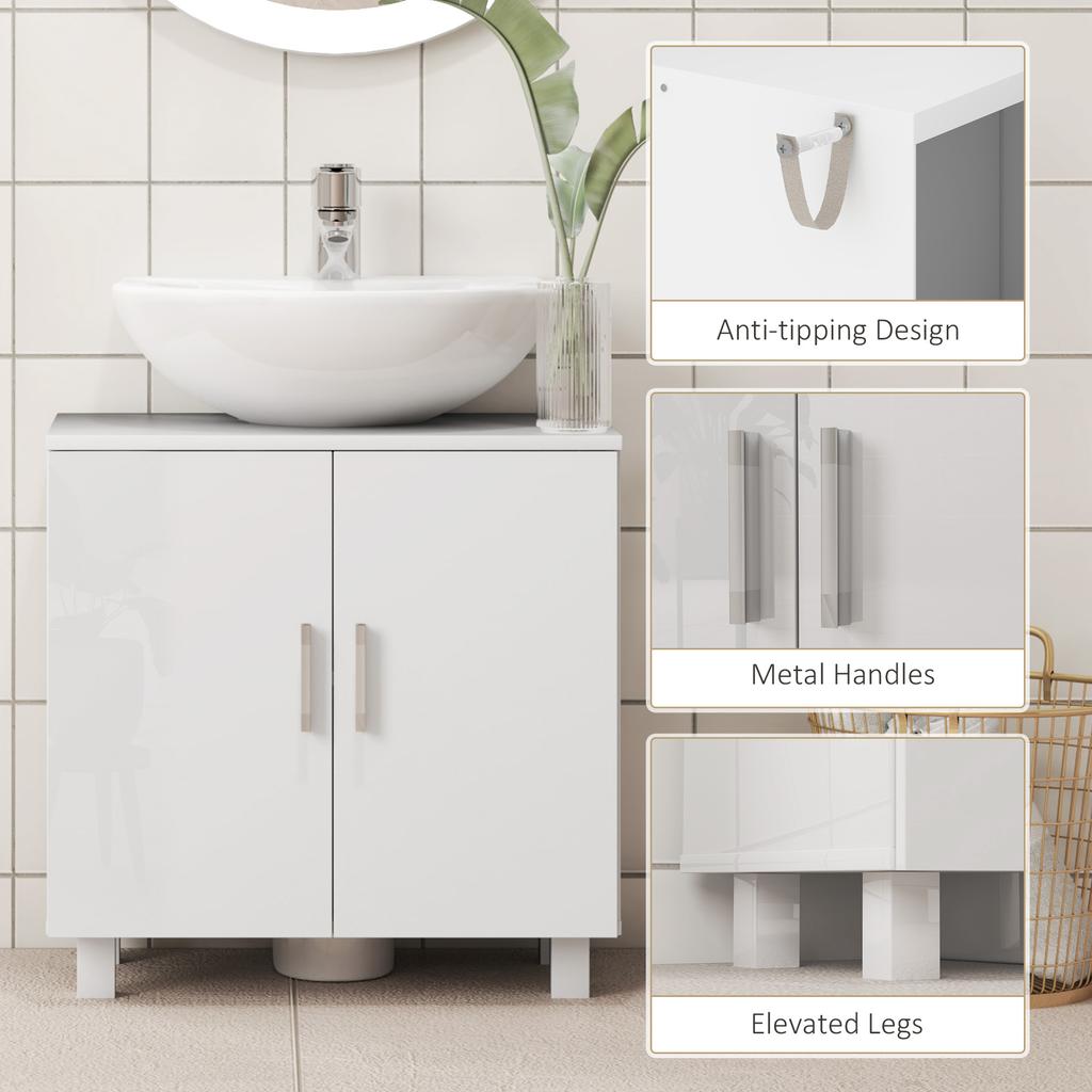 Bathroom Under Sink Cabinet For Basin Without Or With Pedestal High Gloss White