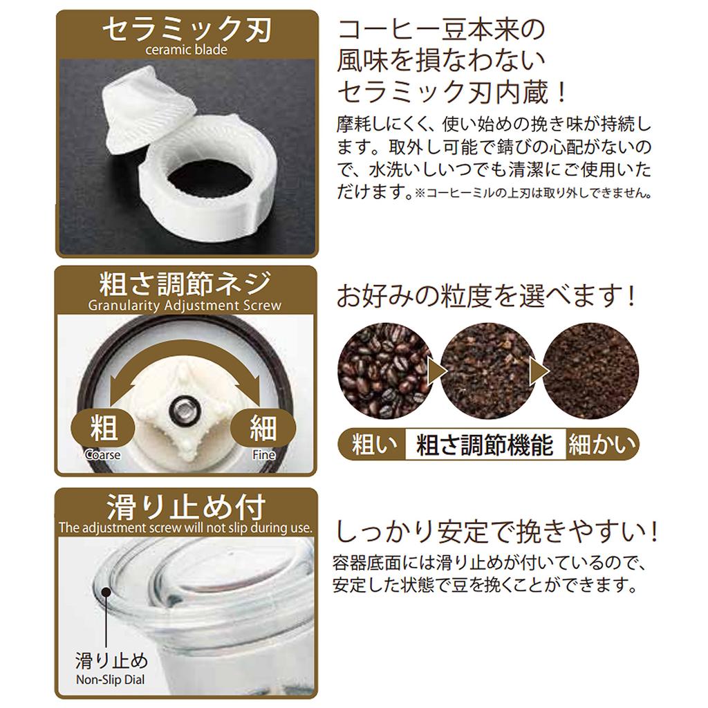 Kawasaki Synthetic Resin Hand-Grinded Ceramic Coffee Mill, Made In Japan, 36336