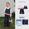 JELLYBABY French Style Long Sleeve T-Shirt Denim Vest and Pants 3-Piece Set
