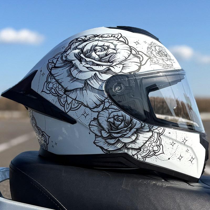 Motorcycle helmet, men's and women's dual lens full face helmet, motorcycle sports car, all season full face helmet DOT