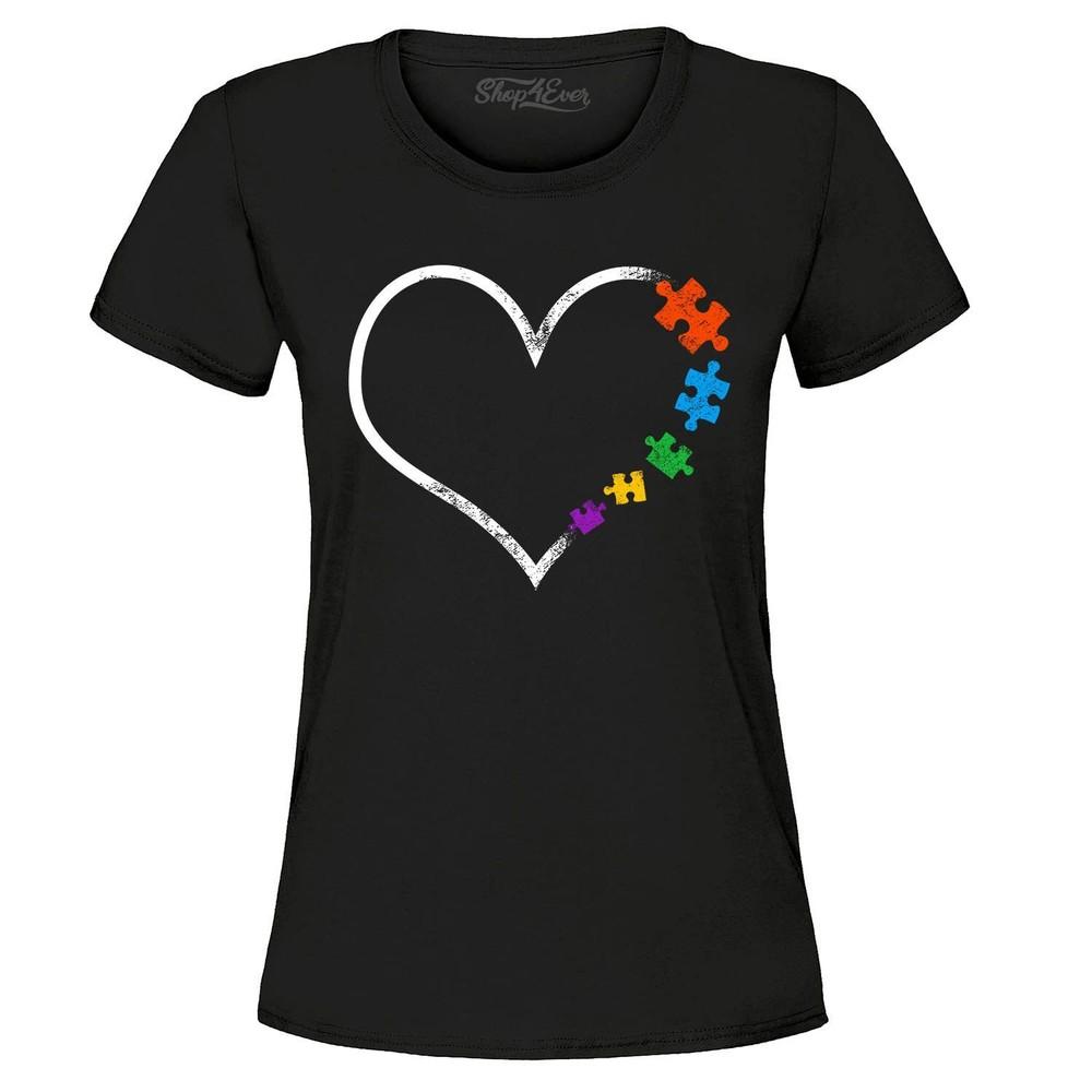 

Autism Love Heart Puzzle Pieces Women s T-Shirt Autism Shirts 3XL