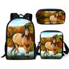Grasland Pferdemuster dreiteiliges Rucksack-Federmäppchen-Umhängetaschen-Set lässig 3D-bedrucktes Rucksack-Set