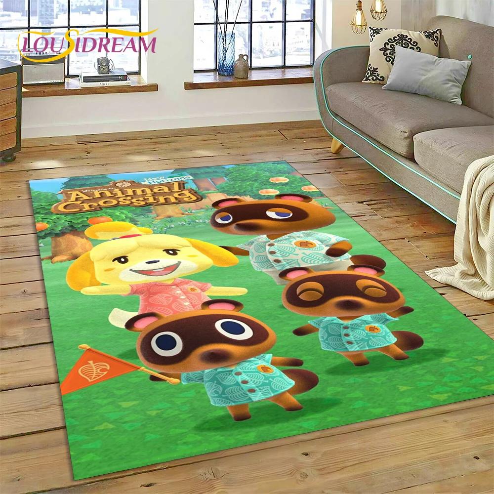 Niedlicher 3D-Cartoon-Teppich mit Animal Crossing New Horizons für Wohnzimmer, Schlafzimmer, Heimdekoration, rutschfeste Dekoration für Sofa, Kindergeschenk