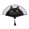Cartoon Cat Folding Fan Japanese Style Wooden Hand Held Fan