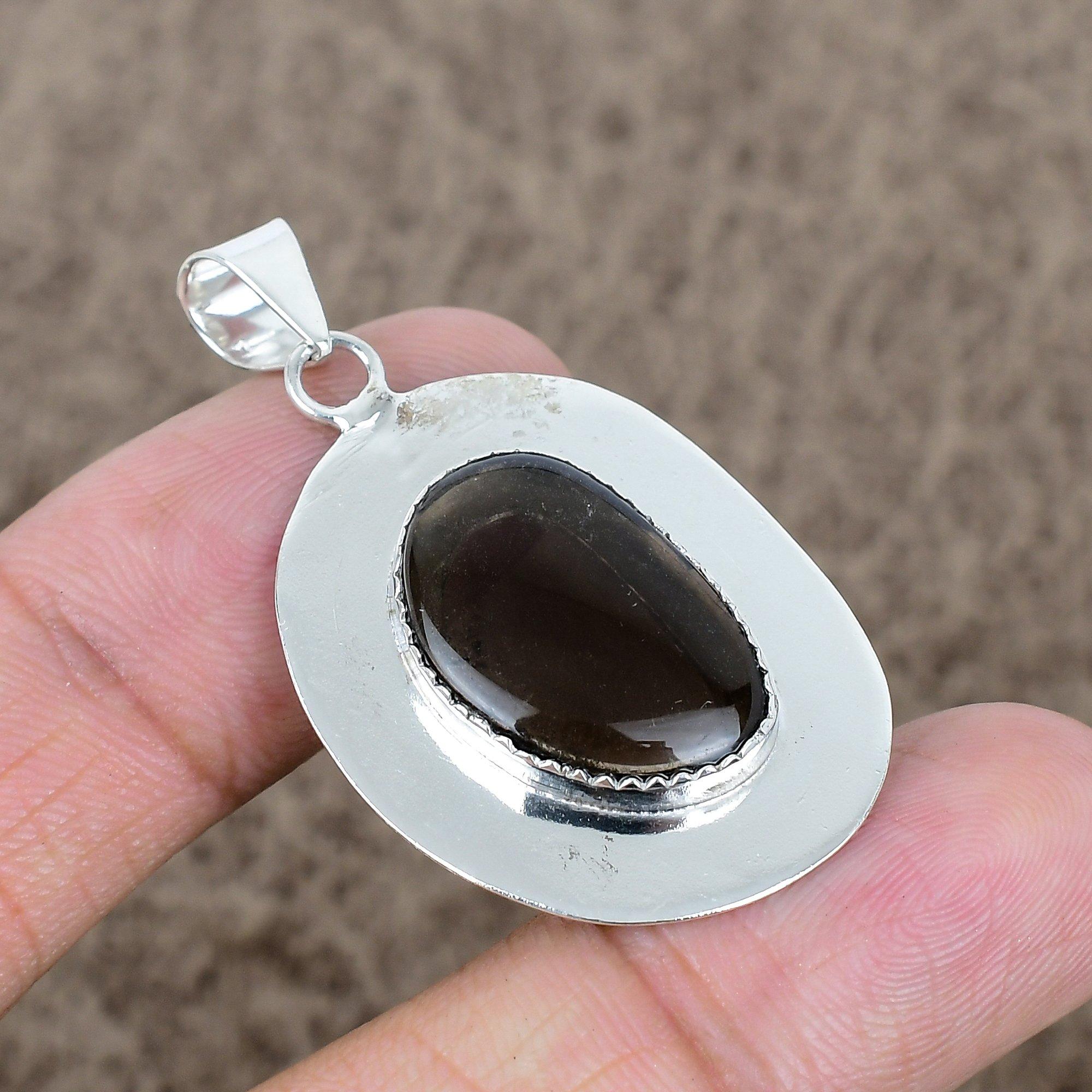 

Smoky Topaz Gemstone Handmade 925 Sterling Silver Jewelry Pendant 1.77 KKG-752
