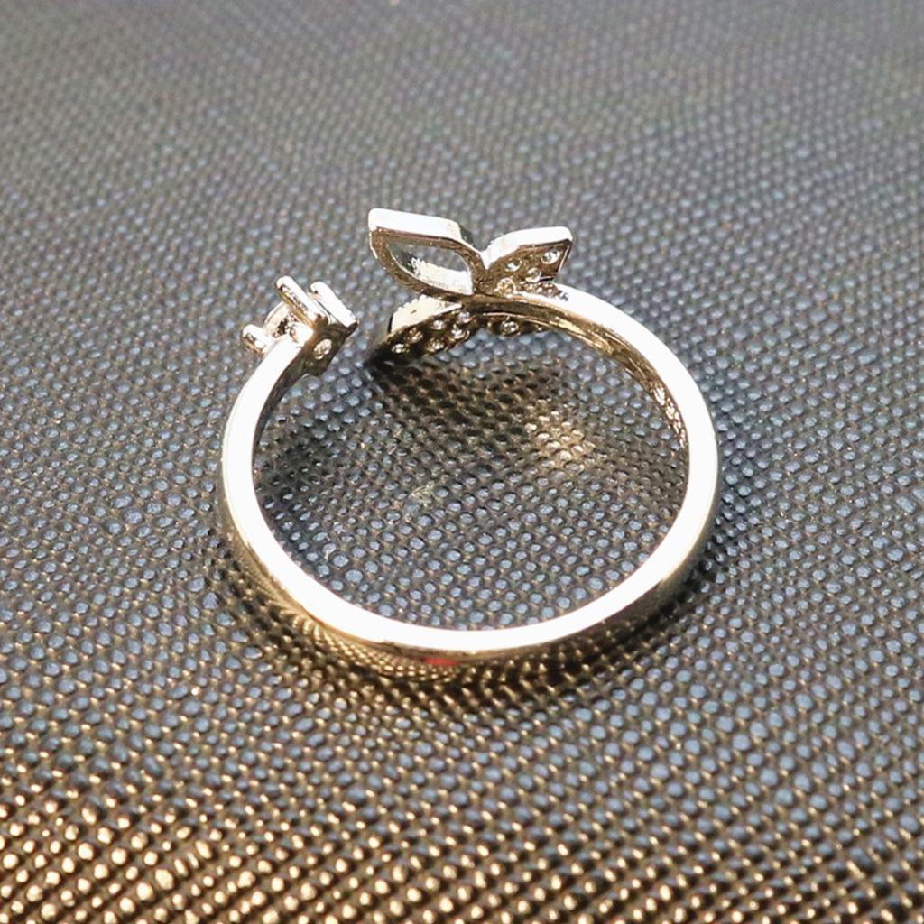 Korean 925 Sterling Silver Butterfly Zircon Ring for Women: Elegant, Simple, Open Design
