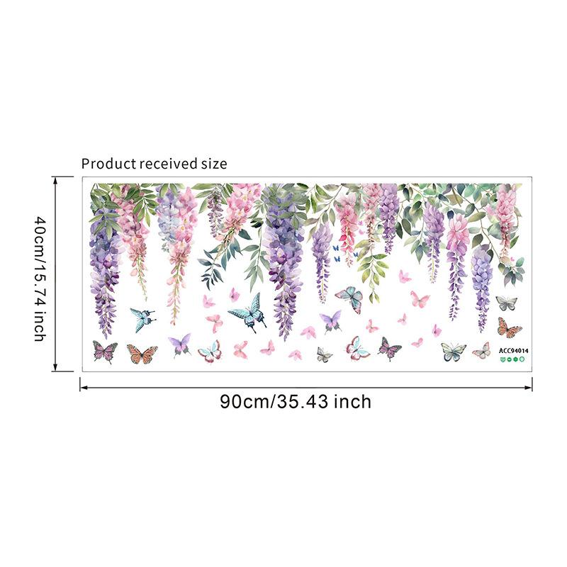 Blume Schmetterling Wandaufkleber Handbemalter Zweig Aufkleber für Schlafzimmer Wohnzimmer Flur Heim Wanddeko