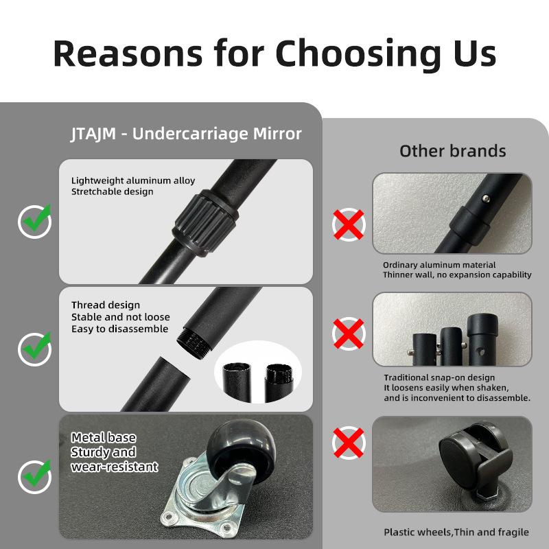 Retractable Car Bottom Inspection Mirror with Wheels