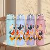 1PC Farm Chicken Group Cartoon 750ml Color Plastic Sports Water Bottle Leakproof Flip Straw Lid Suitable for Sports Office Home Use