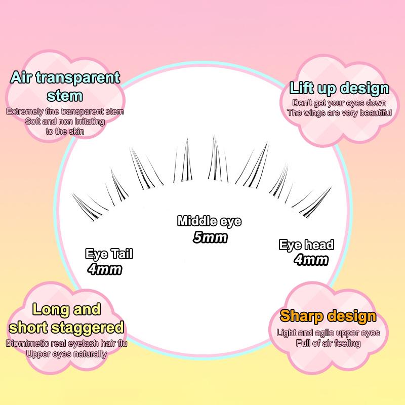 Glue-Free False Eyelashes Cat Eye Makeup Soft Natural Lower Eyelashes Segmented Thin Stems Suitable For Novice Diy Eyelashe