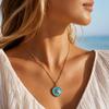 Colorful Enamel Round Pendant Necklace, Star Cross Heart Moon Choker, Stainless Steel Tarnish Resistant Clavicle Jewelry
