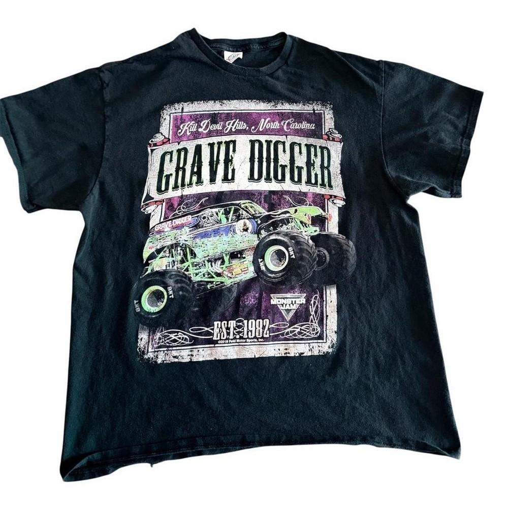 

Винтажная Редкая черная футболка с монстр-траком Grave Digger Унисекс S