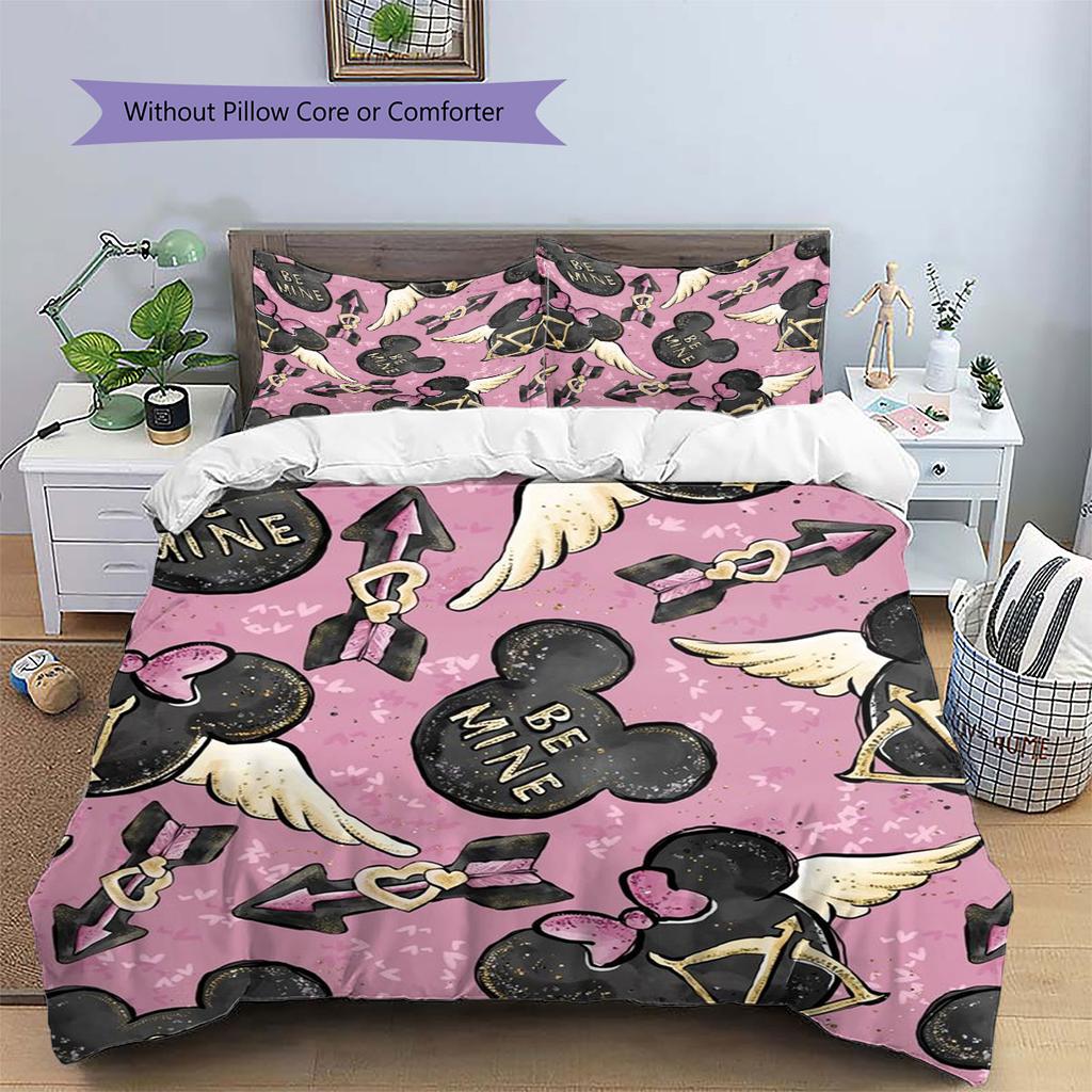 This Classic, Sweet Minnie Mouse-themed Print Bedding Set Is A Warm and Cozy Choice for Decorating A Child's Bedroom. Loves It!