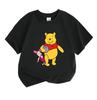 Cute Cartoon Bear and Little Pig Print Kids Unisex 100% Cotton O-Neck Short Sleeve T-Shirt, Casual Soft Breathable Summer Top for Boys and Girls Daily