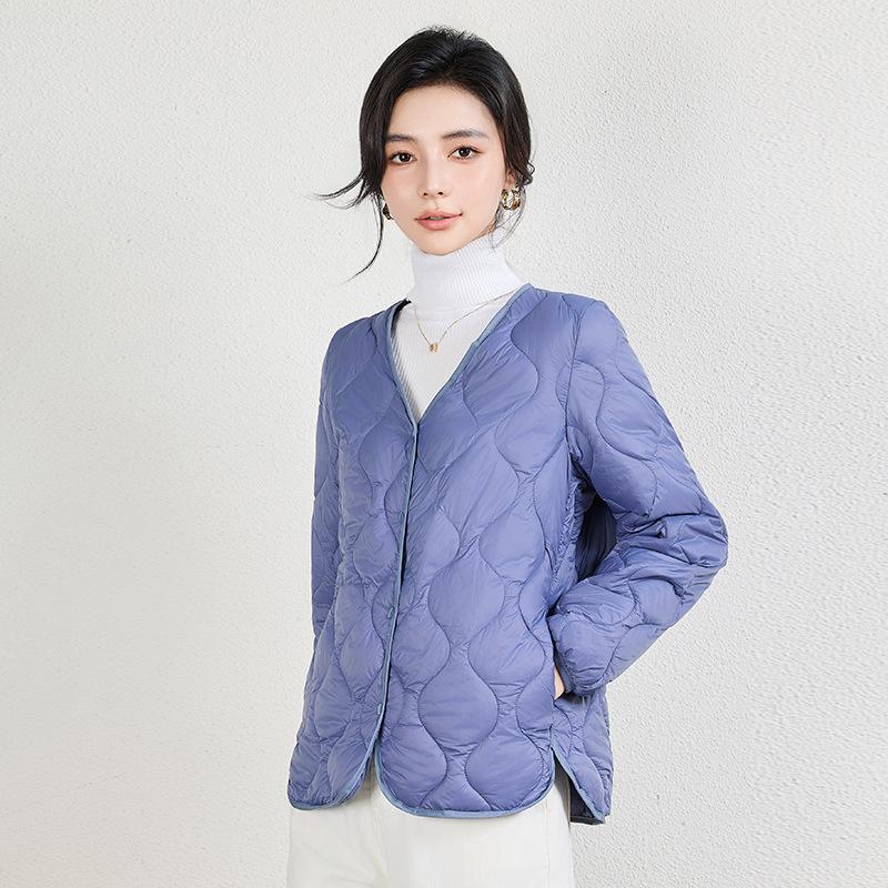 Lightweight Down Cotton Jacket Women's Short Slim-fit Liner Fashion Rhombic Casual All-match Jacket