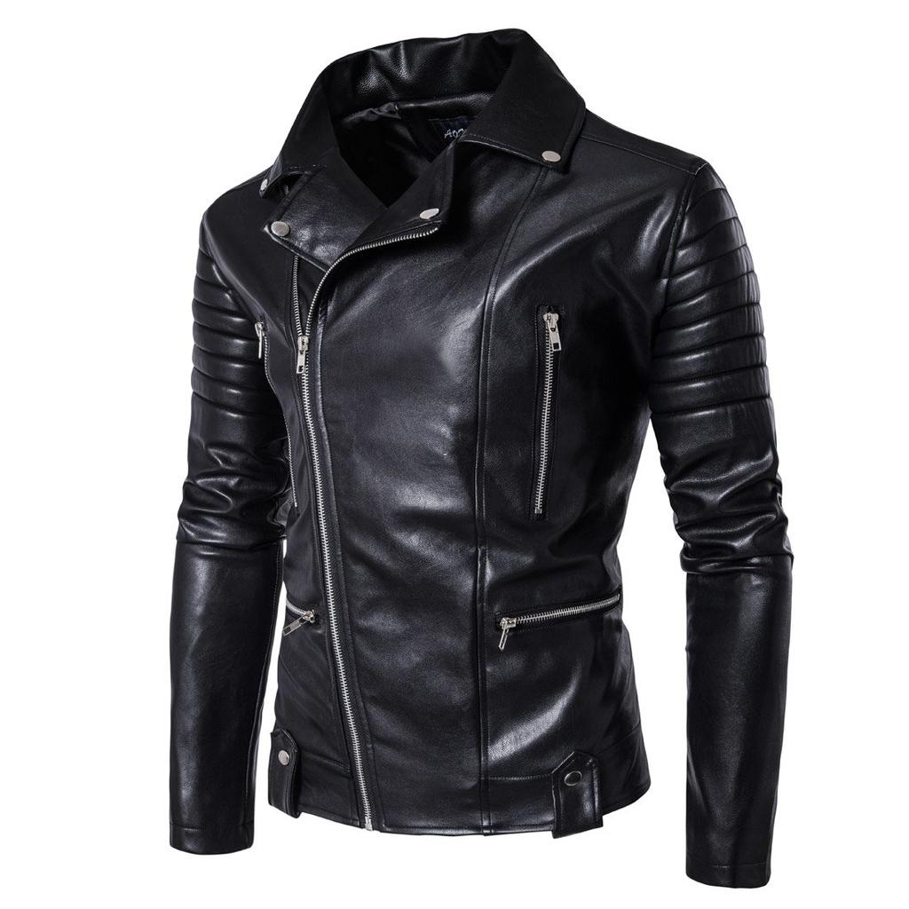 (Simple Flavor) Riders Jacket Motorcycle Jacket Men's Faux Leather Short