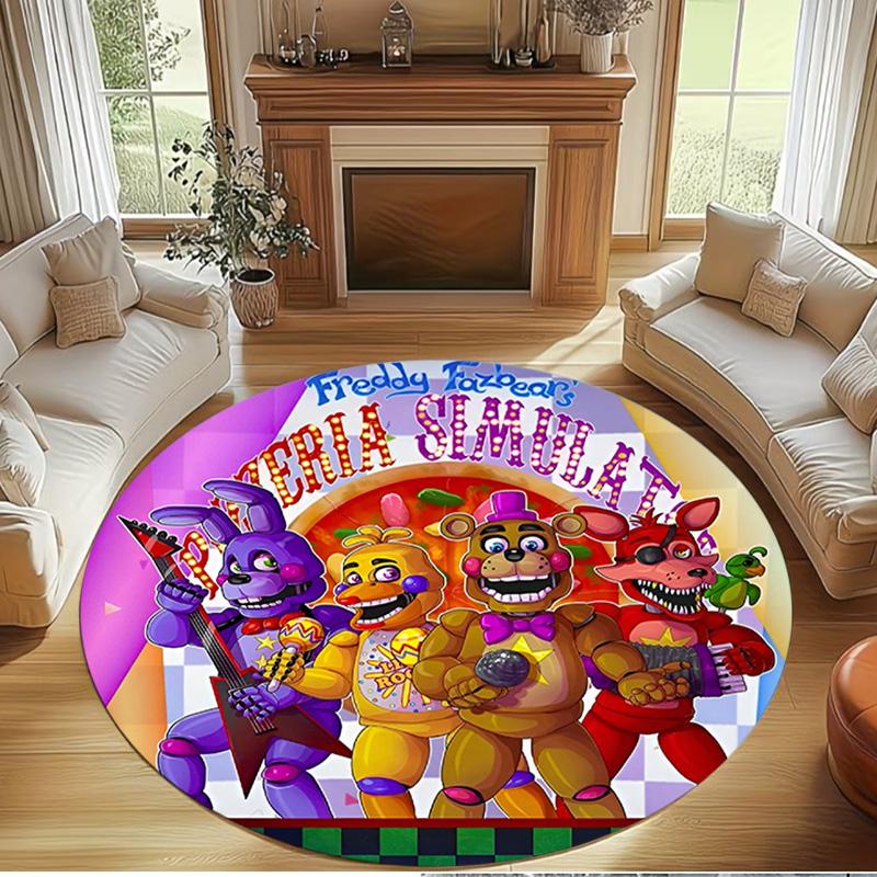 Five Nights At Freddy's Print Round Rug, Washable Floor Carpet, For Entryway Dorm Laundry Room Office Study, Home Decor Birthday Christmas Gift