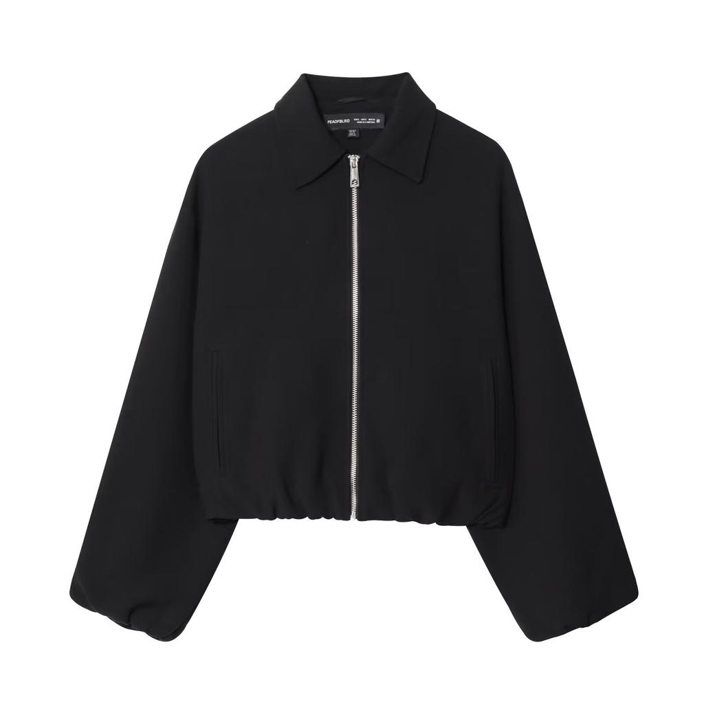 Women's Solid Color Fashionable Sleeve Long Sleeved Zipper Casual Top Jacket Jacket