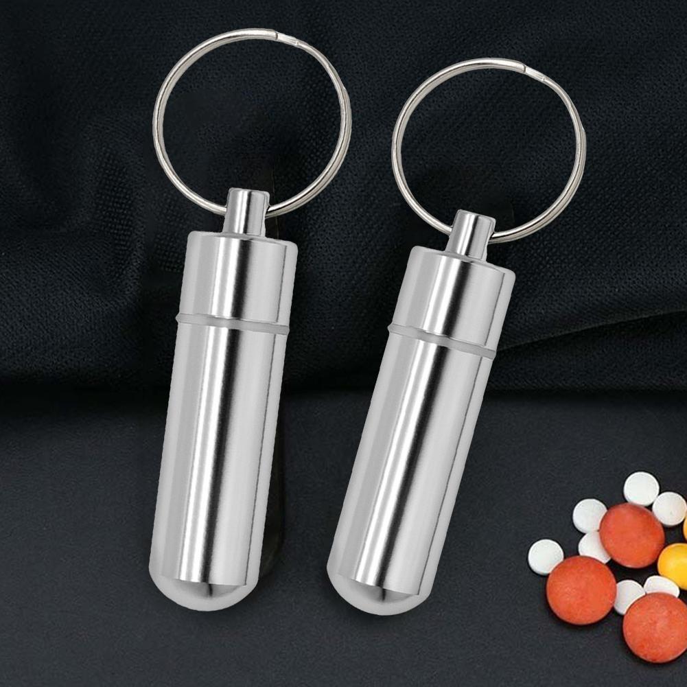 Keychain Capsule Box Portable Waterproof Elderly First Aid Pill Case Aluminum Alloy Health Care for Traveling Camping