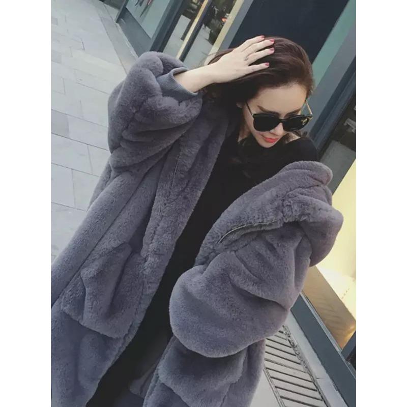 Winter plush imitation fur coat women's new loose and thickened imitation rabbit fur coat medium and long cotton clothes