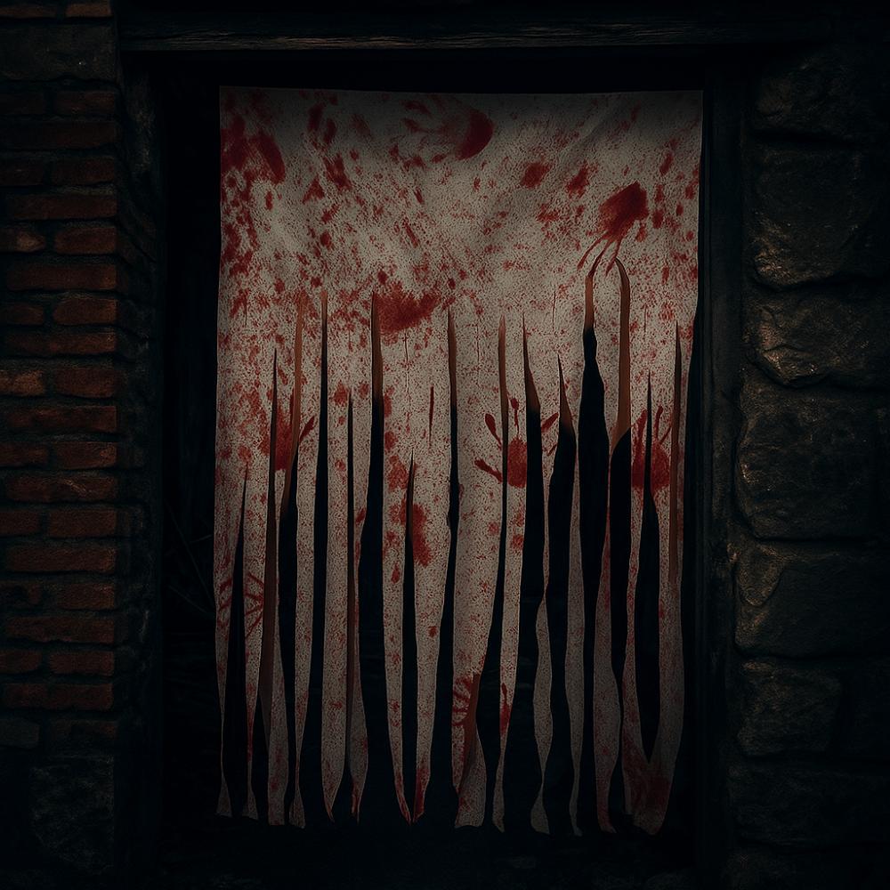 Hanging Halloween Doorway Curtains Scary Theme Bloody Handprints Curtains Bloody Gauze  Bar