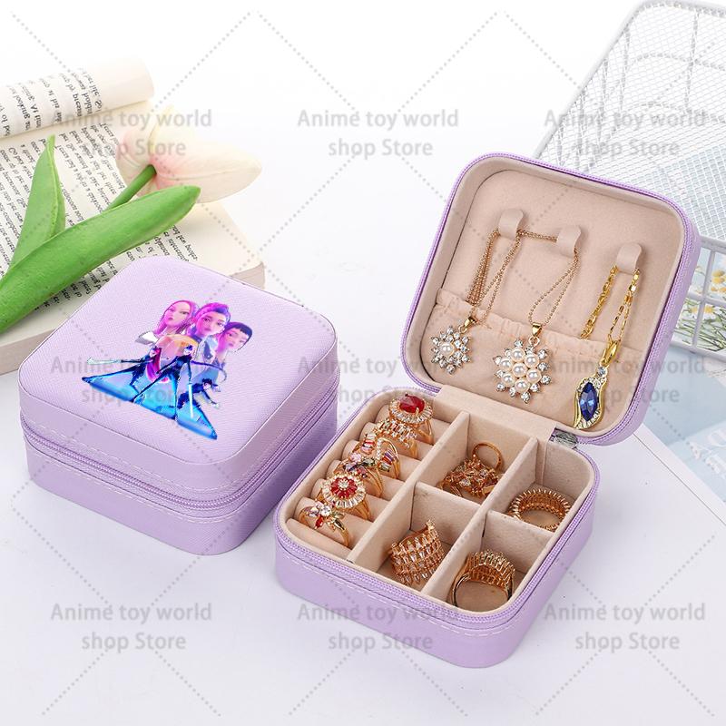 Kpop Demon Hunters Travel Portable Jewelry Storage Box Organizer Jewelry Case Earrings Necklace Ring Jewelry Boxes Birthday Gift